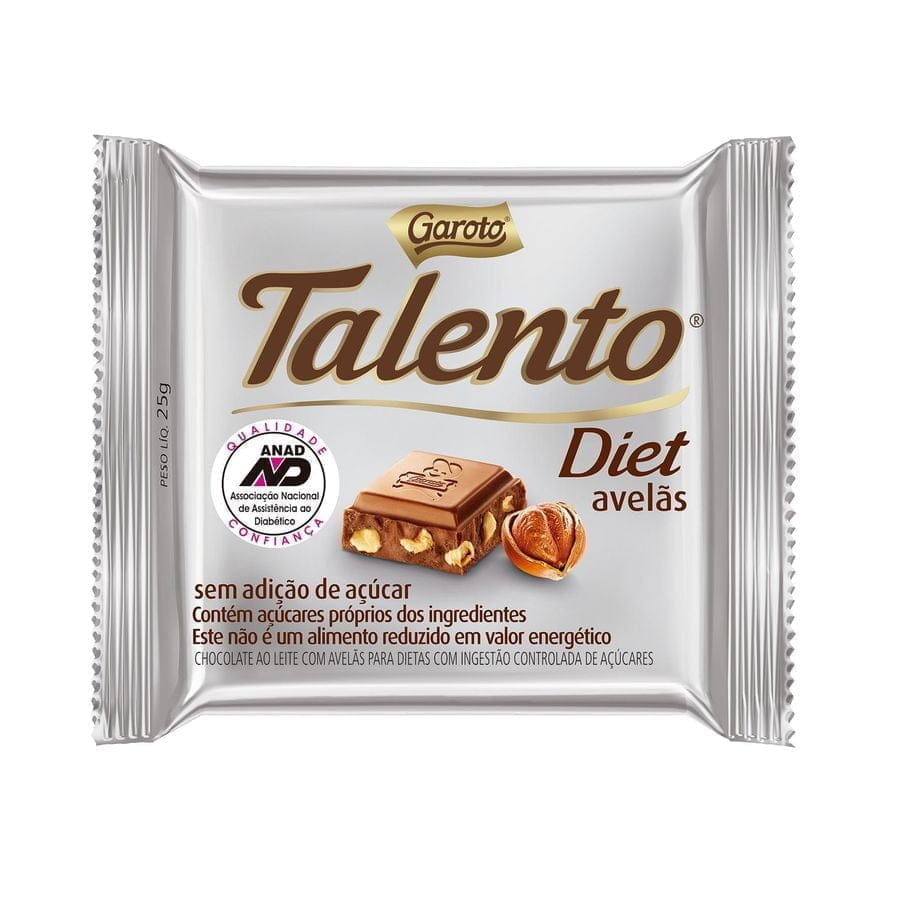 Chocolate Talento Diet Avelãs Garoto 15x25g - Imagem 2