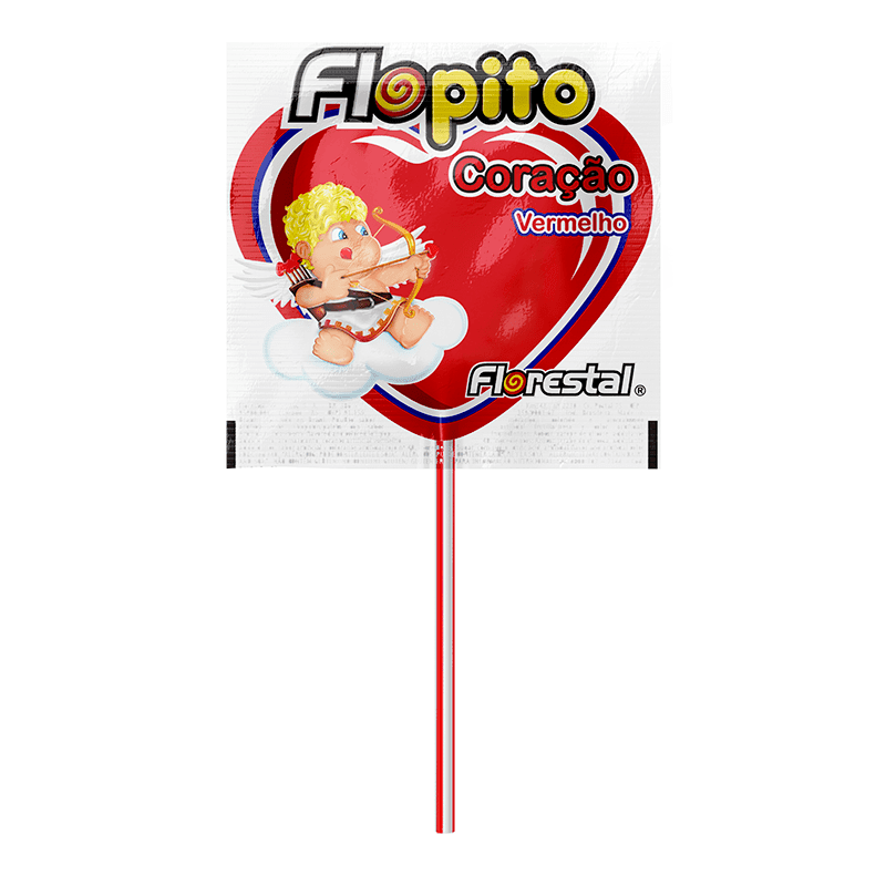 Pirulito Flopito Coração Vermelho Morango Florestal 500g - Imagem 2