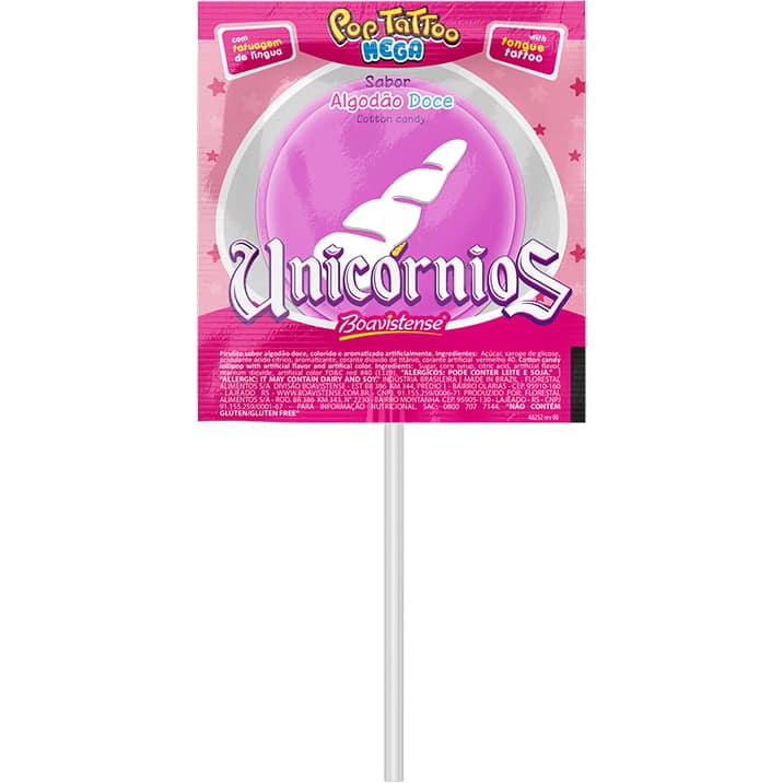 Pirulito Unicórnios Algodão Doce com Tatuagem Florestal 450g - Imagem 2
