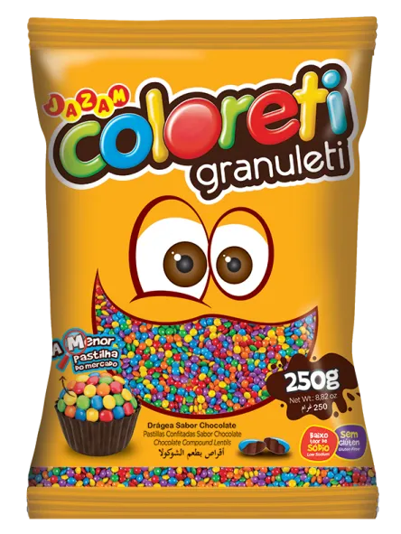 Pastilhas de Chocolate Confeitadas Coloreti Granuleti Jazam 250g