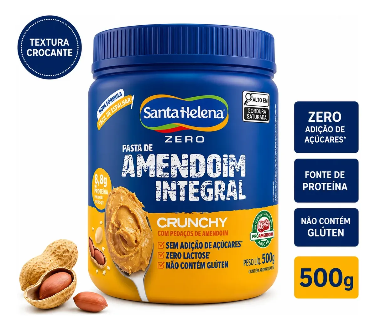Pasta de Amendoim Integral Crunchy Santa Helena 500g