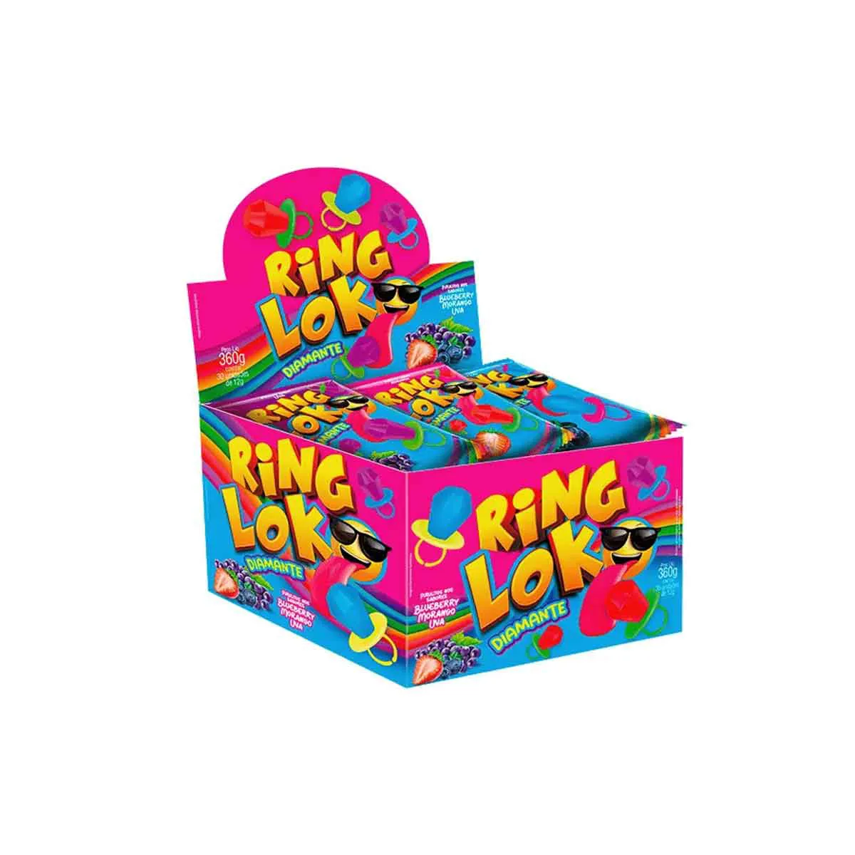 Pirulito Ring Loko Diamante Sortido Danilla 360g
