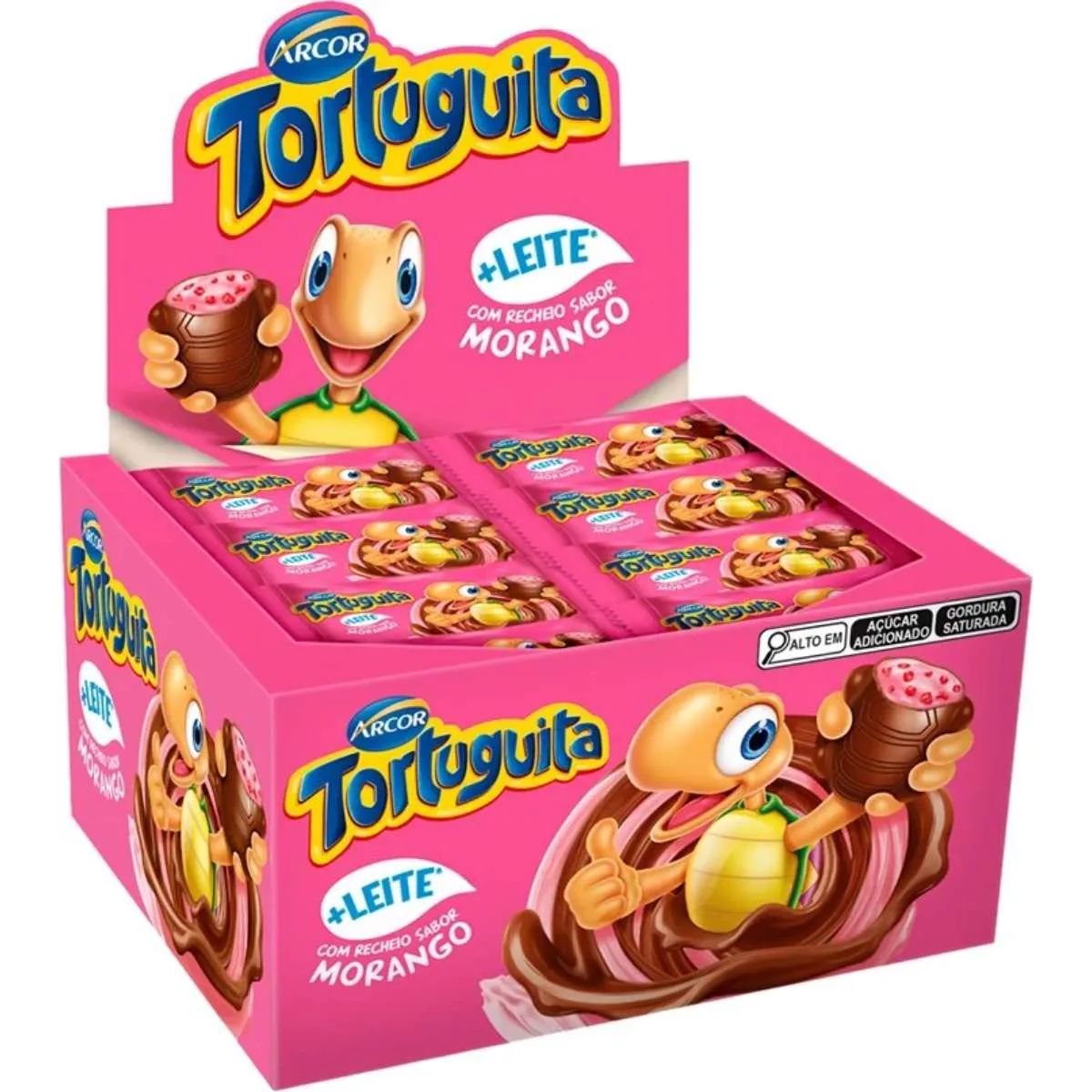 Chocolate Tortuguita Ao Leite Recheio de Morango Arcor 24x15,5g