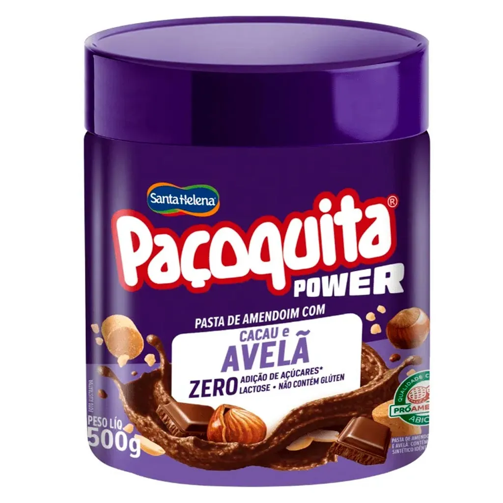 Paçoquita Power Cacau e Avelã Santa Helena 500g