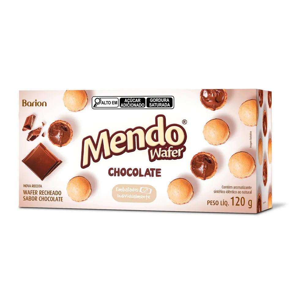 Wafer Recheado Mendo Wafer Chocolate e Avelã Barion 120g